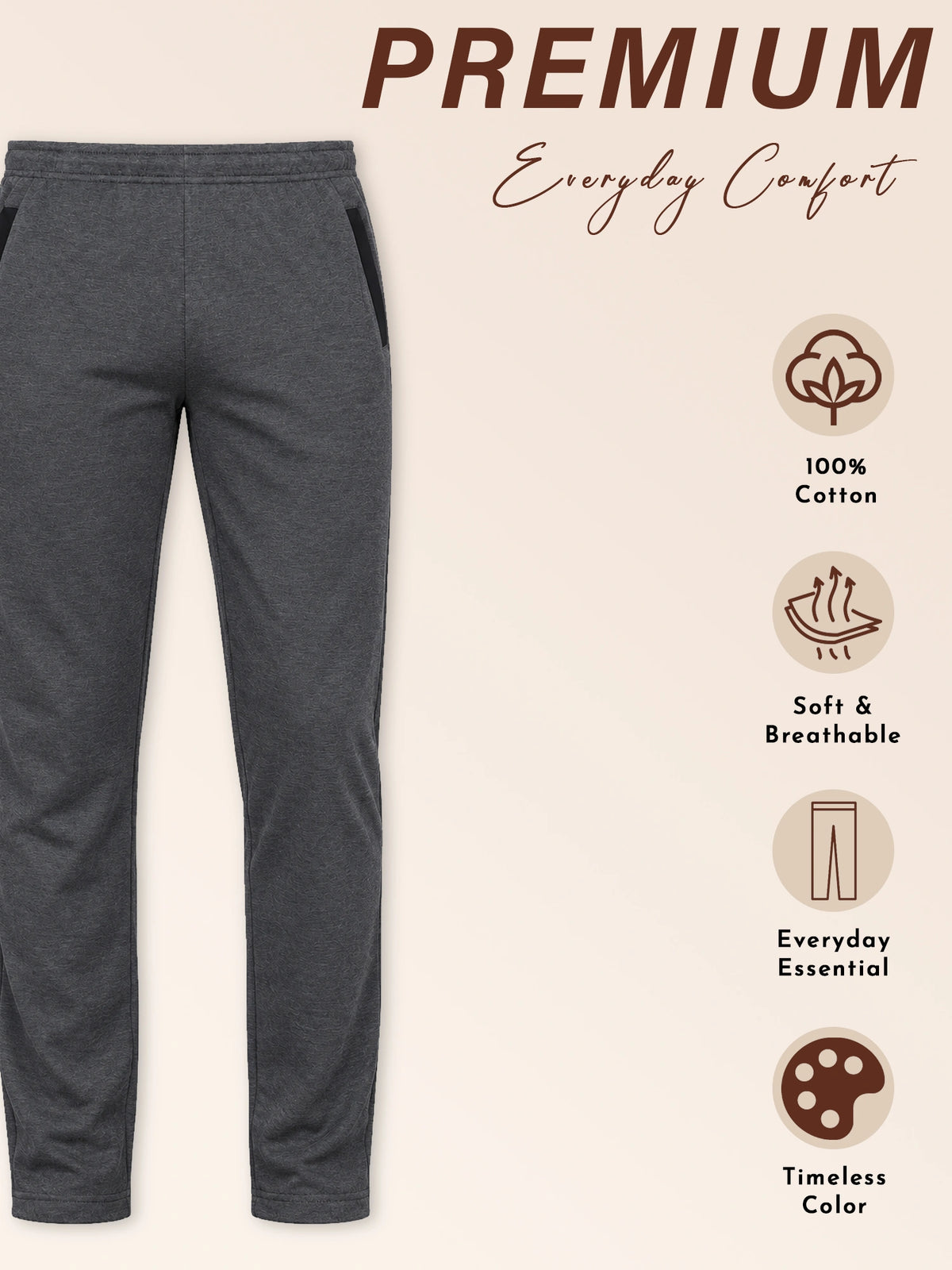 Men Cotton Track Pant with Side Pockets for Comfortable Lounge Wear, Casual Wear and Easy Everyday Movement - Pack of 1