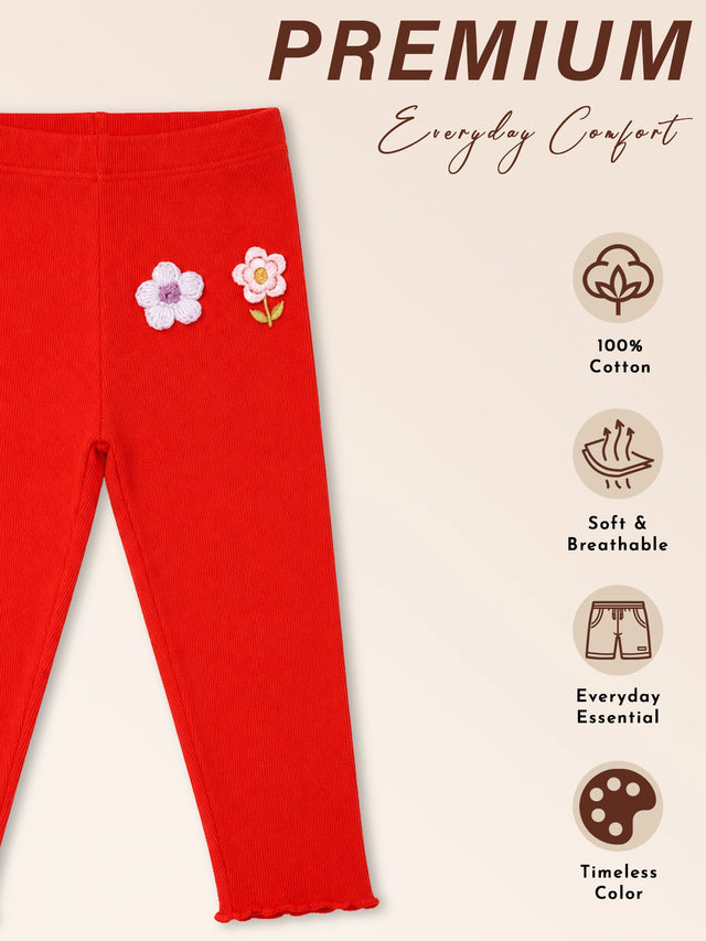Baby Girls Lycra Rib Track Pant with Regular Fit for Casual Wear, Lounge Comfort and Easy Movement - Pack of 1