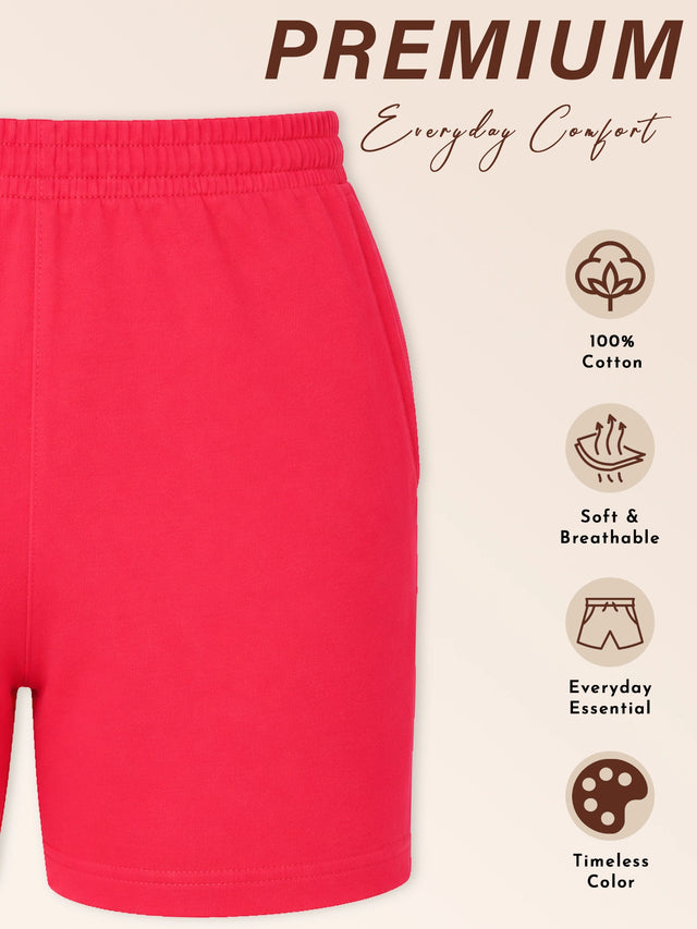 Women 100% Cotton Shorts with Side Pockets, Casual Regular Fit and Comfortable Everyday Styling Essentials