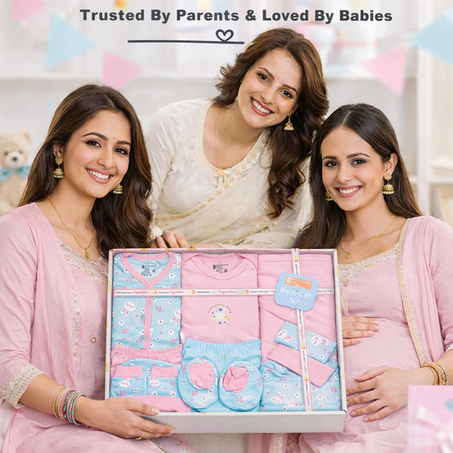 Bodycare Newborn Baby Gift Set for Boys & Girls, Cotton Clothing Set, Hospital Ready Combo Gift Hamper (5 Pcs, 0-6 Months)