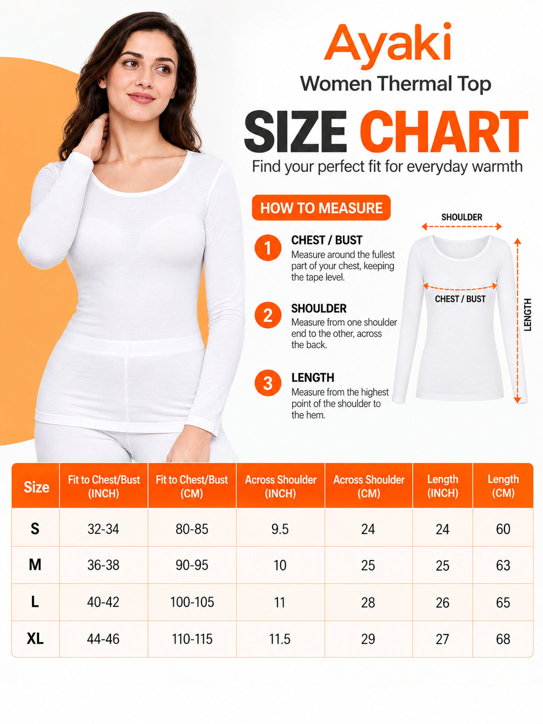 Women Thermal Top Round Neck Full Sleeves for Winter Layering, Comfortable Coverage and Cold Weather Essentials - Pack of 1