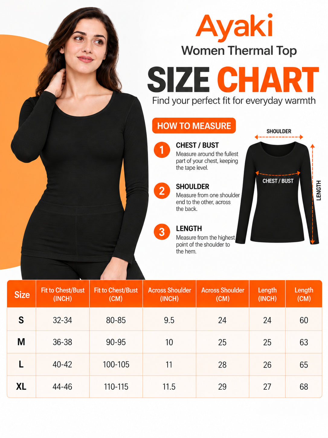 Women Thermal Top Round Neck Full Sleeves for Winter Layering, Comfortable Coverage and Cold Weather Essentials - Pack of 1