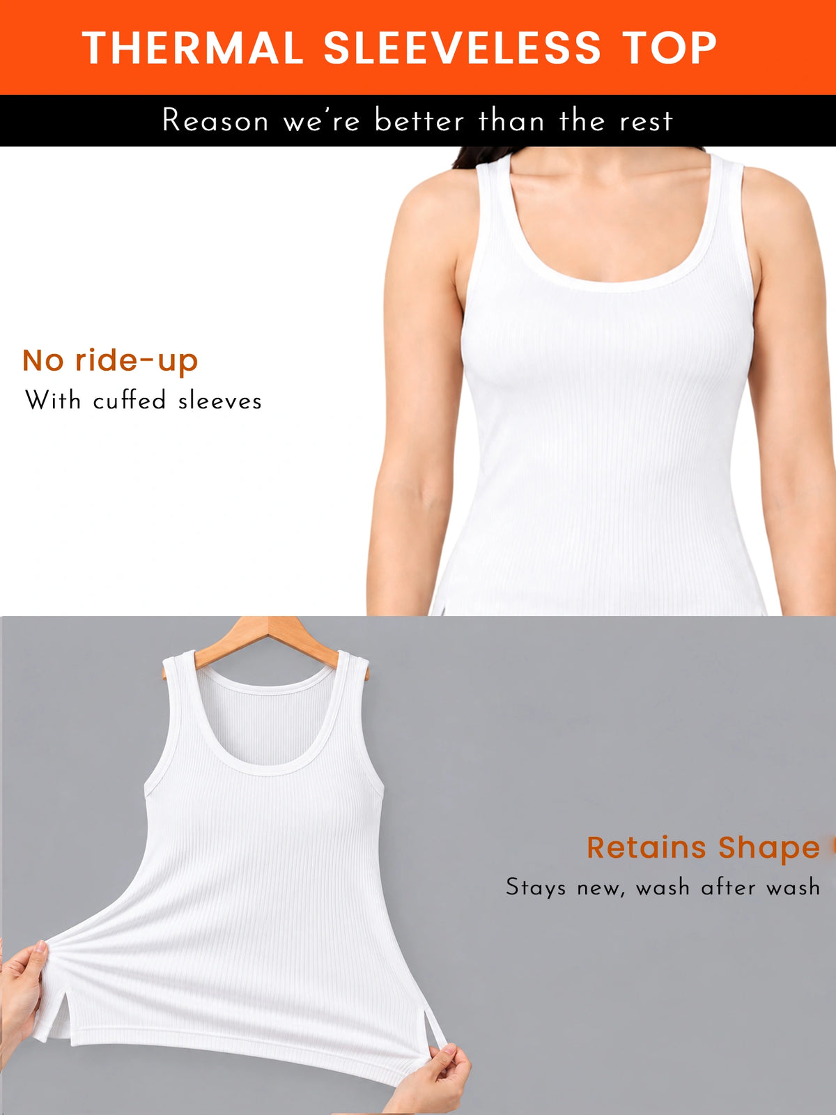 Women 100% Cotton Sleeveless Thermal Top with Round Neck, High Warmth Comfort and Winter Innerwear Essential
