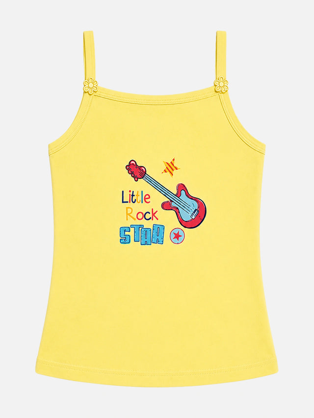 Girls 100% Cotton Printed Vest Camisole and Sleeveless Regular Fit for Innerwear Comfort - Pack of 4