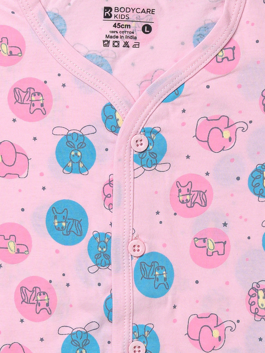 Baby Front Open Half Sleeves Short Suit Single Jersey