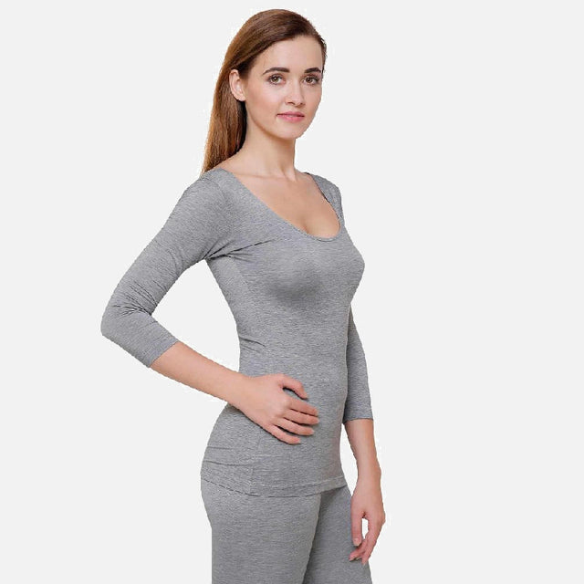 Women Slim Fit Thermal Top Round Neck Full Sleeves - Bodycare