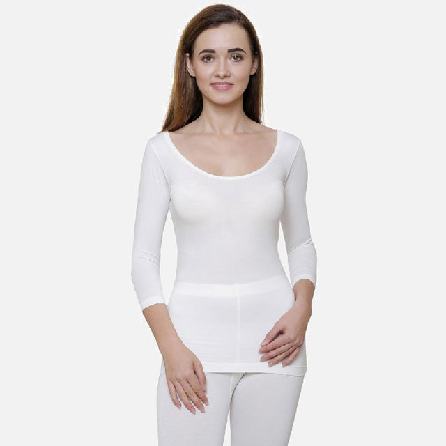 Women Slim Fit Thermal Top Round Neck Full Sleeves - Bodycare