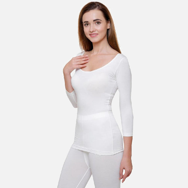 Women Slim Fit Thermal Top Round Neck Full Sleeves - Bodycare