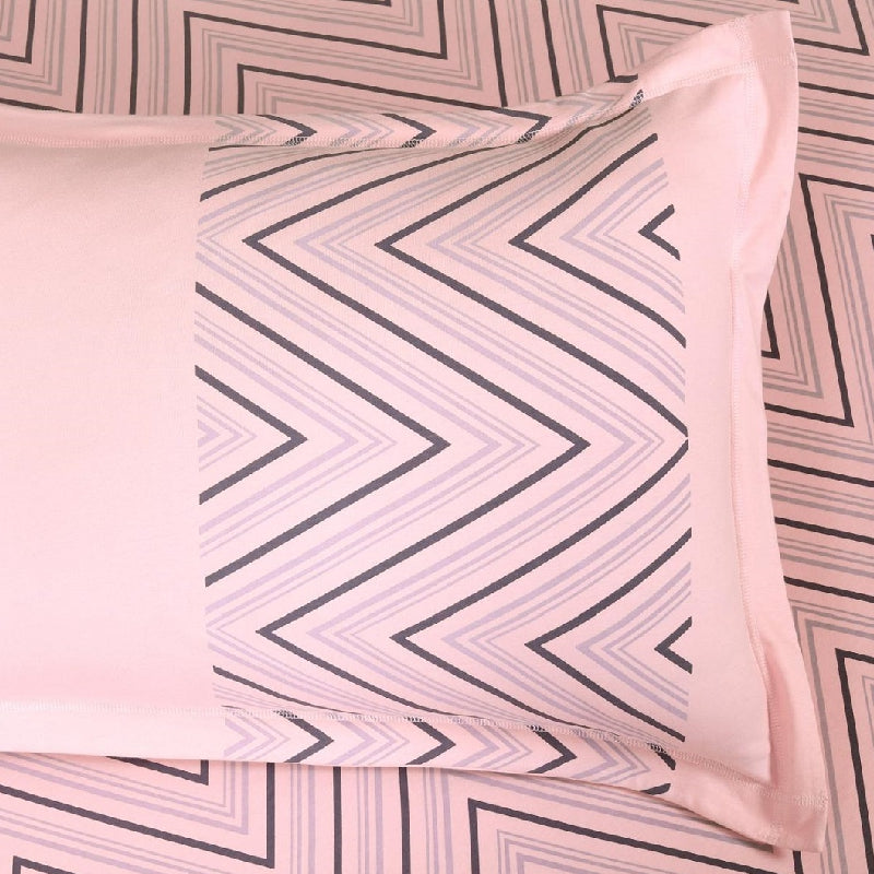 King Size Cotton Bedsheet Chevron Salmon Pink - Bodycare