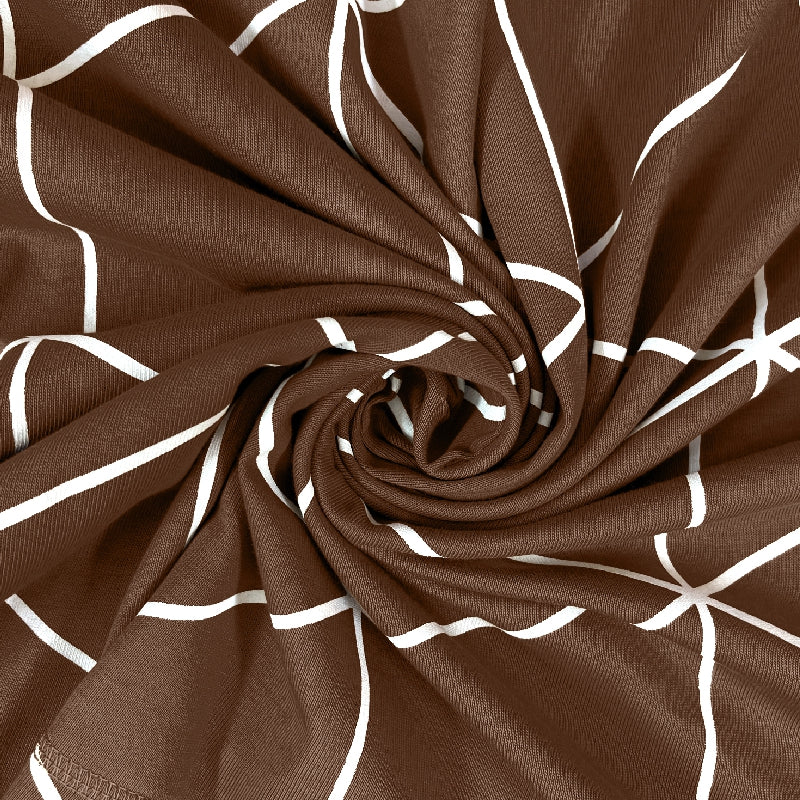 Bodycomfy 100% Cotton Hosiery King Size Fitted Bedsheet – Geometrical Panel Print