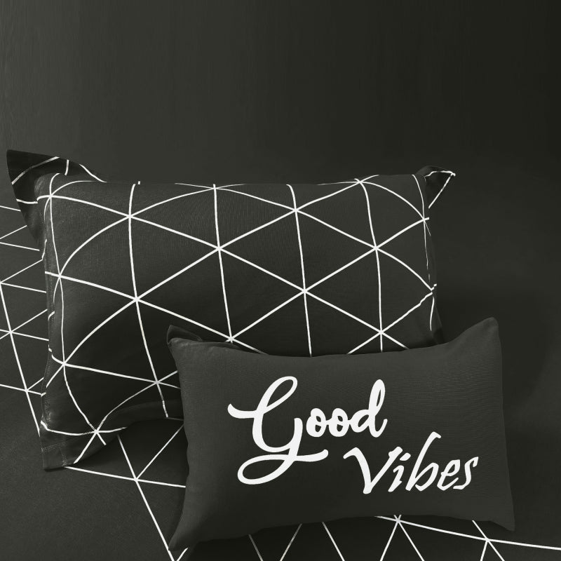 Bodycomfy 100% Cotton Hosiery King Size Fitted Bedsheet – Geometrical Panel Print