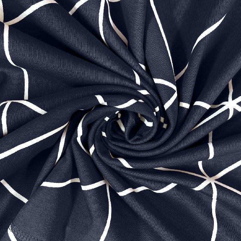 Bodycomfy 100% Cotton Hosiery King Size Fitted Bedsheet – Geometrical Panel Print