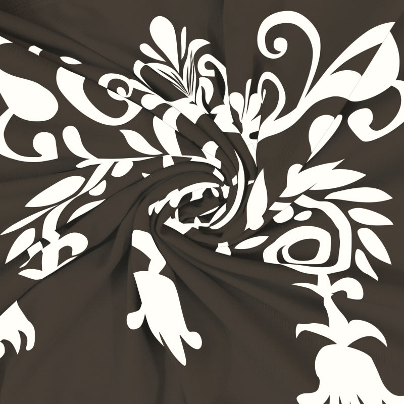 King Size Cotton Bedsheet Brown Ornamental Print - Bodycare
