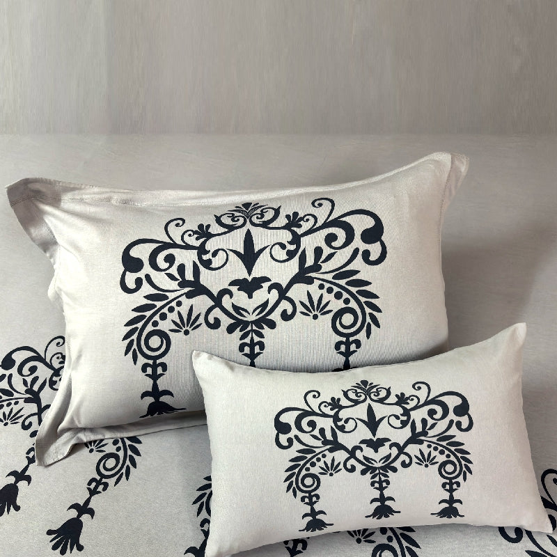 Bodycomfy 100% Cotton Hosiery King Size Fitted Bedsheet – Motif Panel Print