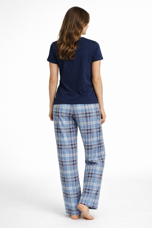 Women Cotton Spandex Night Suit Set with Printed Pyjama and Solid Top for Sleepwear and Lounge Comfort