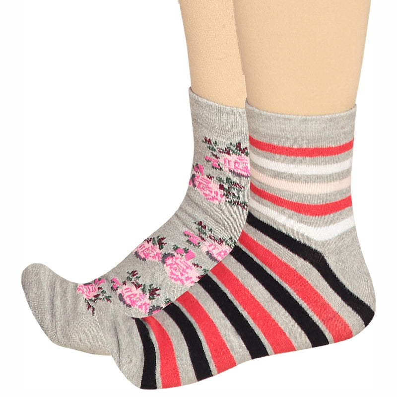 Bodycare Womens Mid Calf Printed Socks Pack Of 2