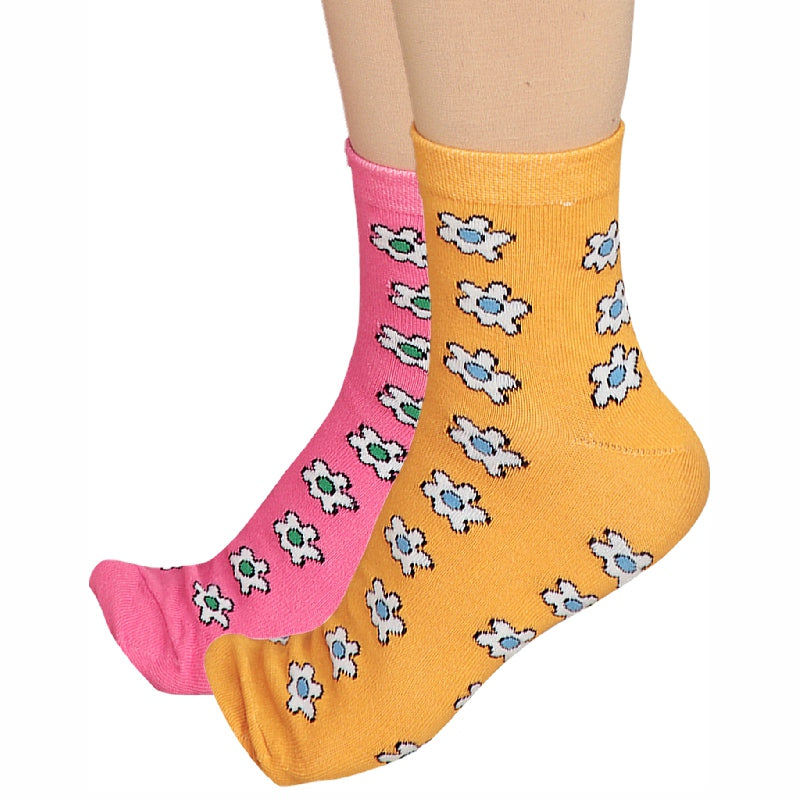 Bodycare Womens Mid Calf Printed Socks Pack Of 2