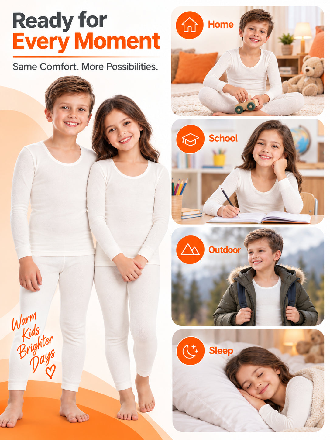 Unisex Kids Thermal Top Round Neck Full Sleeves for Winter Layering and Cold Weather Comfort - Pack of 1