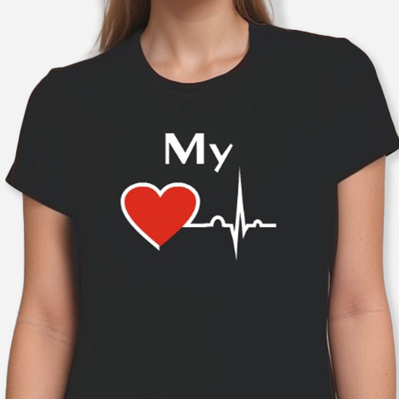 DYCA Women Tshirt Round Neck Half Sleeves - Black