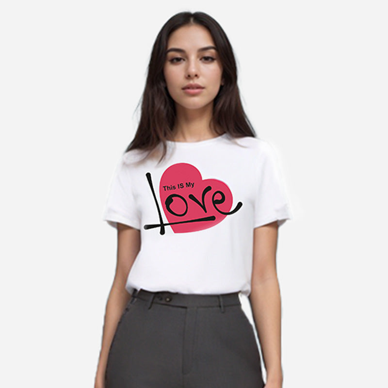 DYCA Women Tshirt Round Neck Half Sleeves - White