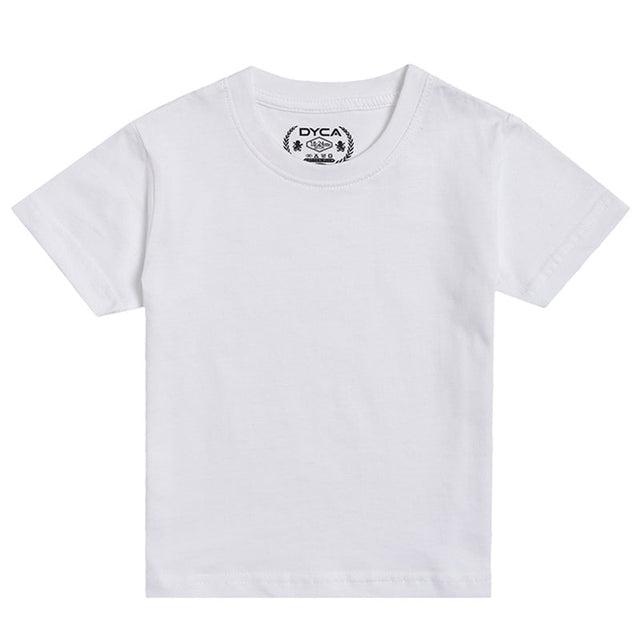 Plain white short sleeve kids innerwear T-shirt, crew neck, soft cotton fabric