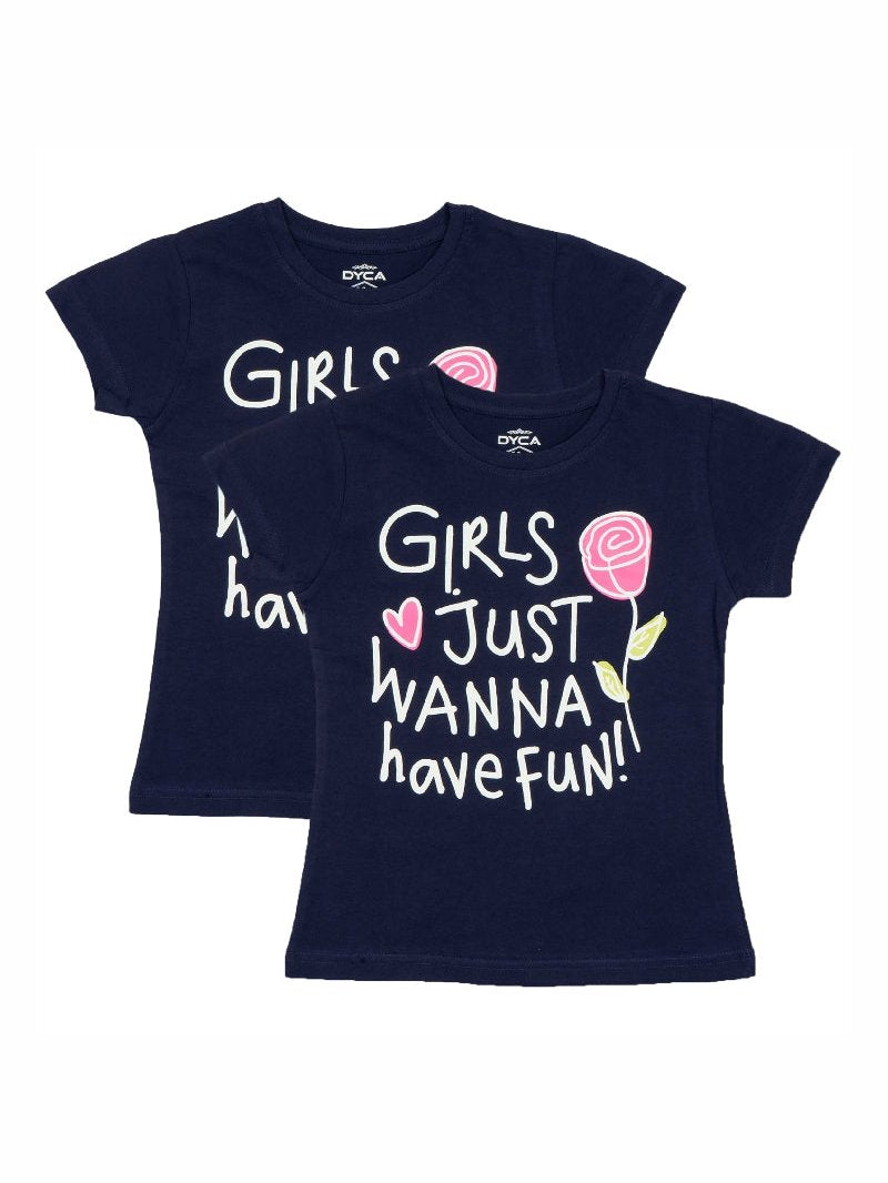Dyca Girls Round Neck Half Sleeves Tshirt Pack Of 2