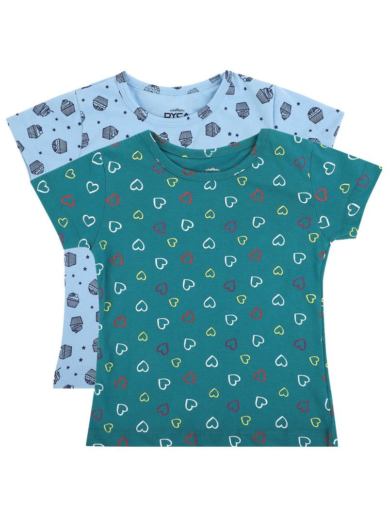 DYCA Girls Tshirt Round Neck Half Sleeves Pack Of 2