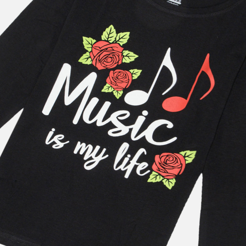 Dyca Girls Tshirt Round Neck Full Sleeves Solid - Black