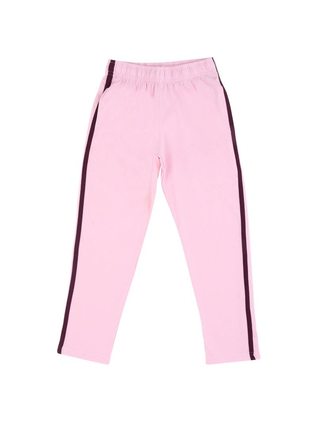 Light pink kids leggings with dark side stripes, elastic waistband, innerwear apparel