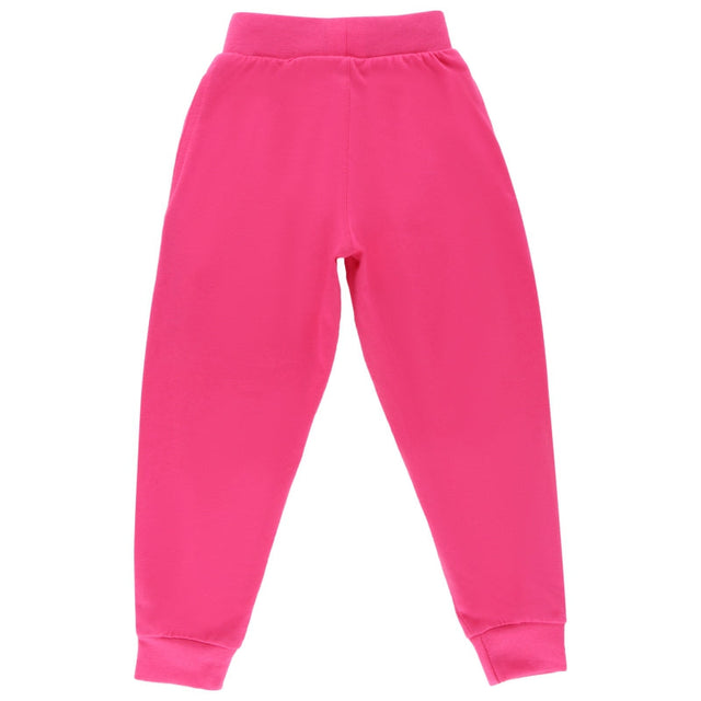Bright pink kids thermal pants with elastic waistband and ankle cuffs, winter innerwear.