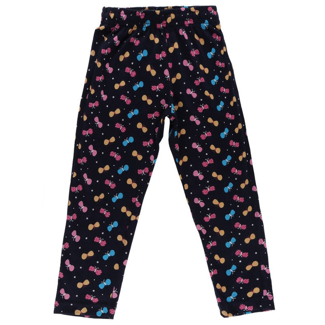 Kids black leggings with colorful candy print, comfortable fit, elastic waist