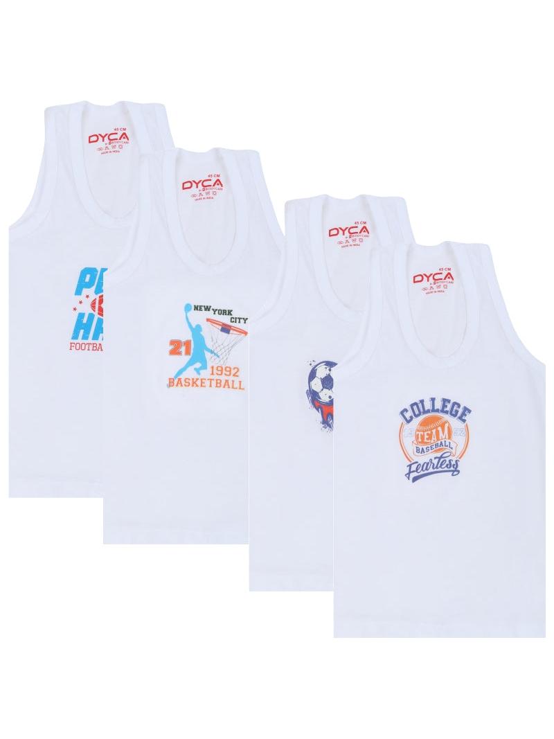 Boys Vest Round Neck Sleeveless Pack of 4 - Bodycare