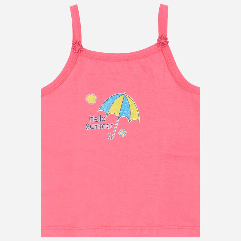 DYCA Girls Cotton Printed Vest Dori Neck Sleeveless Pack Of 4