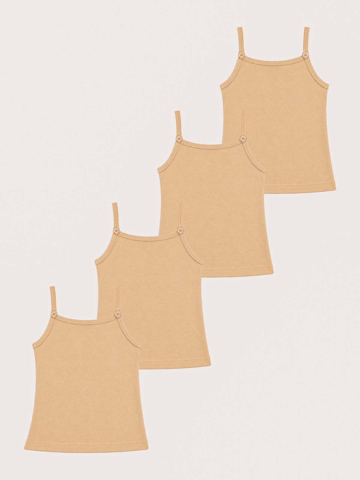 Girls 100% Cotton Printed Sleeveless Vest Camisole for Everyday Innerwear Comfort and Regular Use - Pack of 4