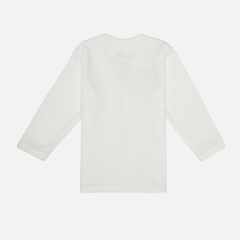 DYCA Unisex Thermal Top Front Open Full Sleeves Solid - Off White & Charcoal Melange