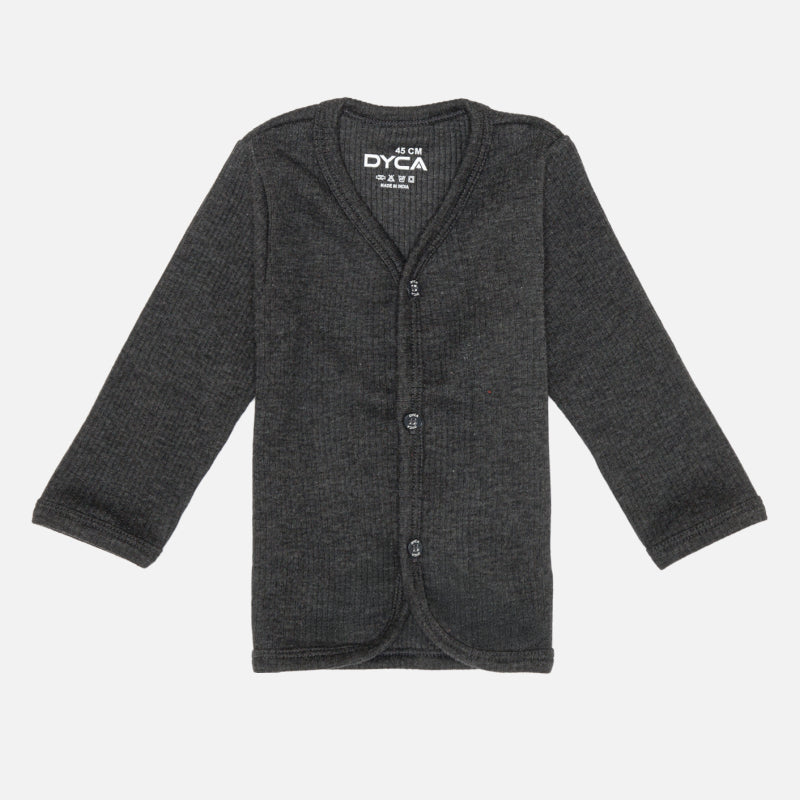 DYCA Unisex Thermal Top Front Open Full Sleeves Solid - Off White & Charcoal Melange