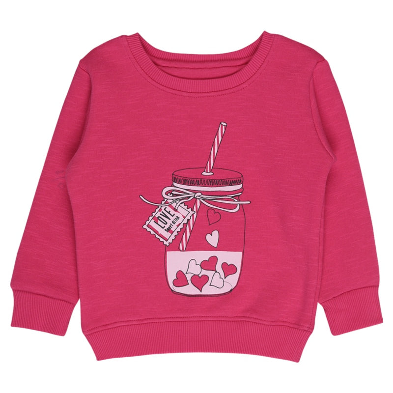 Bodycare Girls Fleece Sweat Shirt Round Neck Full Sleeves Solid Pack Of 1