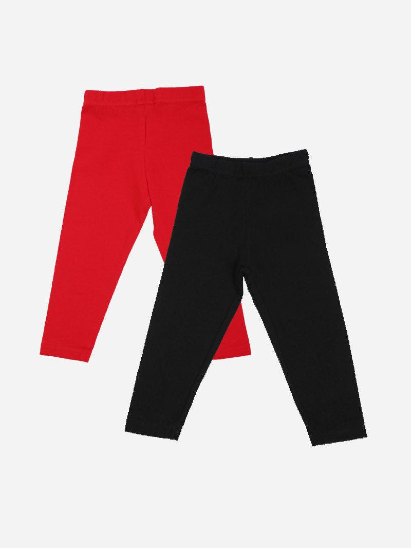 Bodycare Girls Leggings Pack Of 2 - Red & Black