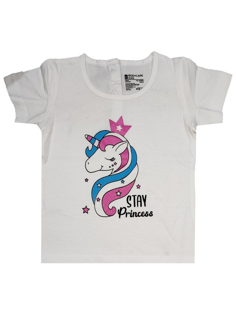 Baby Girls Cotton T-Shirt Round Neck Half Sleeves Pack of 1 - Bodycare