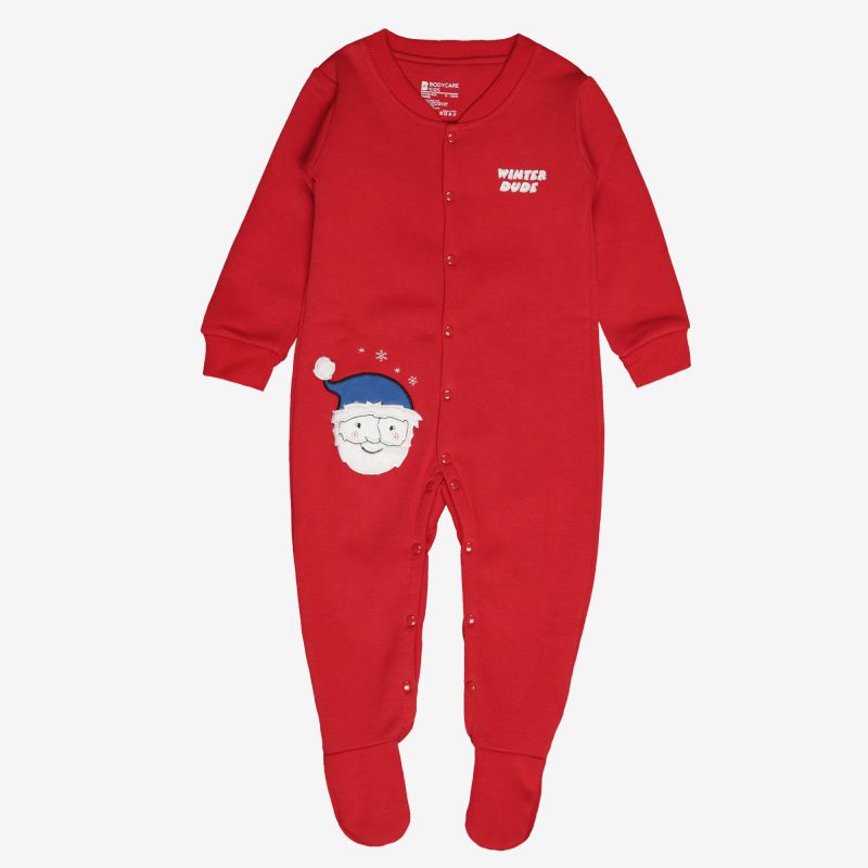 Bodycare Boys Romper Round Neck Full Sleeves Solid - Dark Red