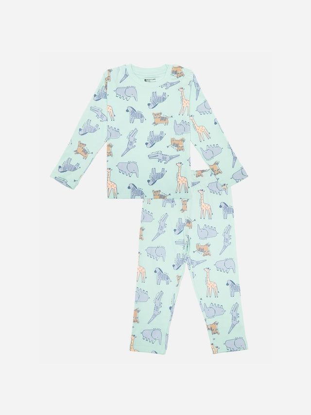 Baby Boys Cotton Interlock Night Suit with Full Sleeves for Breathable Sleepwear Comfort and Bedtime Use