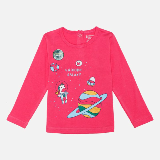 Girls Cotton T-Shirt with Regular Fit and Soft Breathable Fabric for Casual Wear and Everyday Comfort