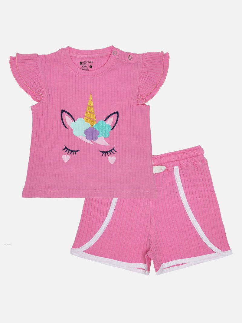 Bodycare Girls Night Suit - Flamingo