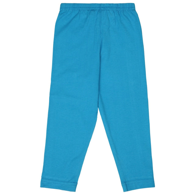 blue kids innerwear leggings with elastic waistband, comfortable cotton fit