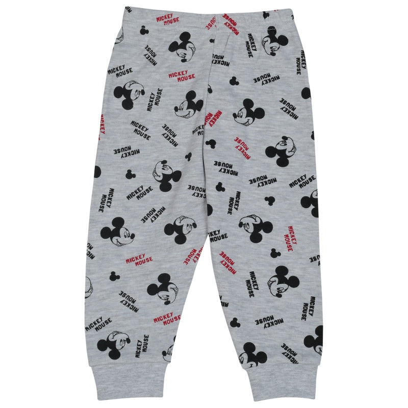 Grey kids' pajama pants with cartoon character and playful allover print, elastic waist