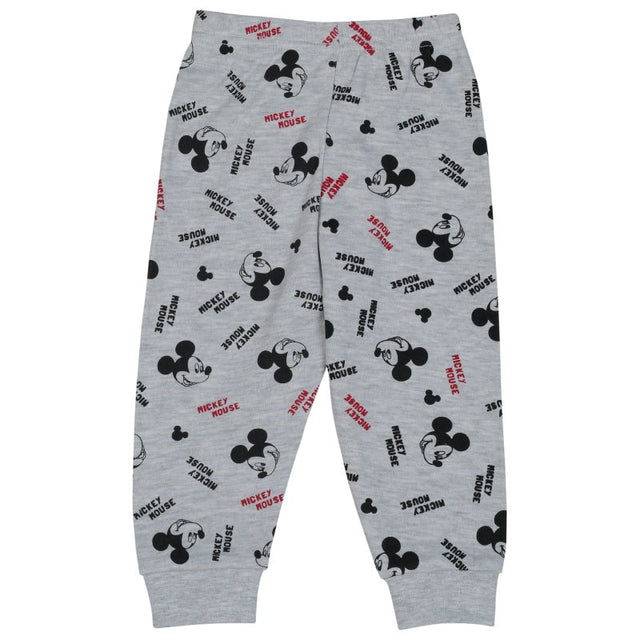 Grey kids' pajama pants with cartoon character and playful allover print, elastic waist