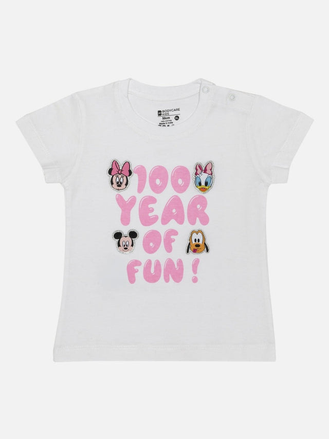 Baby Girls Minnie & Friends 100% Cotton T-Shirt Round Neck Half Sleeves - Bodycare