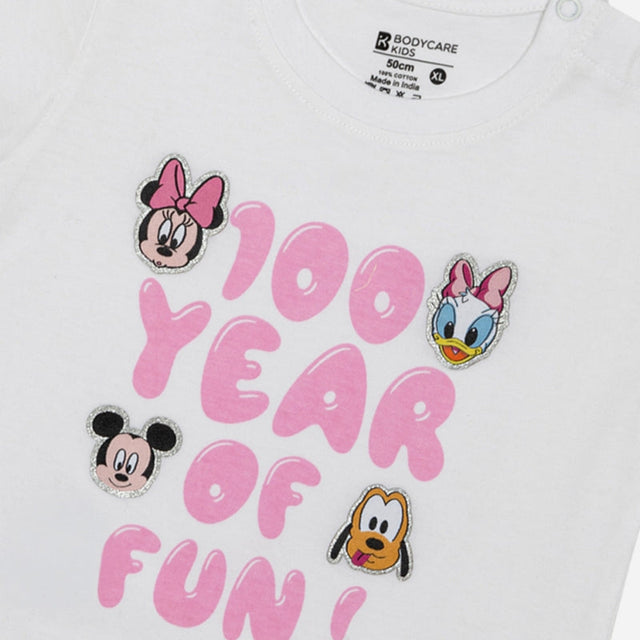 Baby Girls Minnie & Friends 100% Cotton T-Shirt Round Neck Half Sleeves - Bodycare