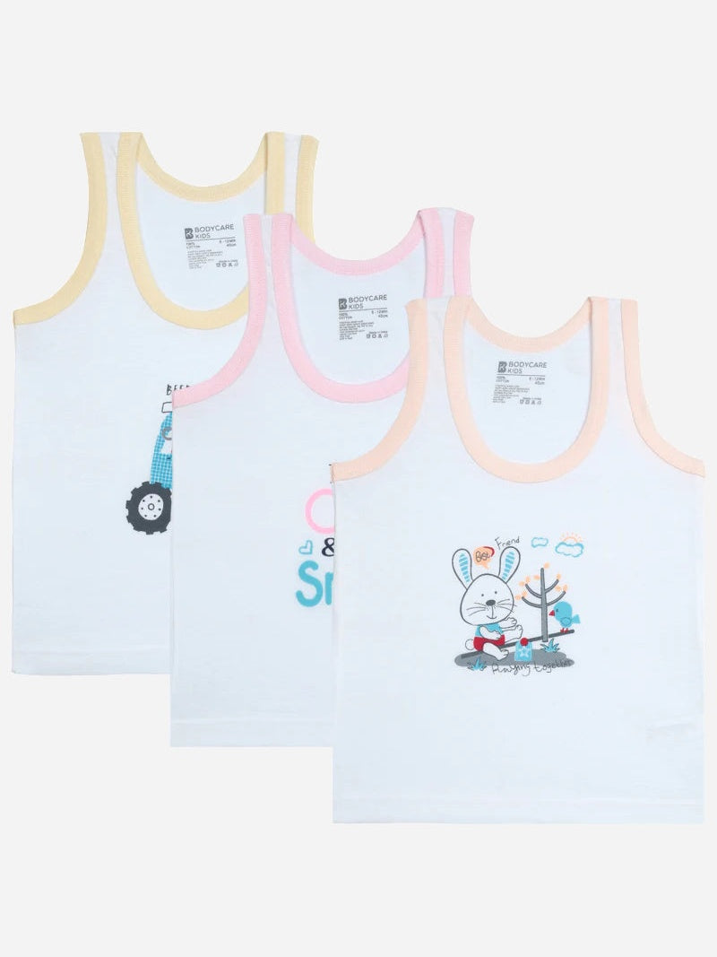 Bodycare Boys Vest Round Neck Sleeveless Solid Pack Of 3