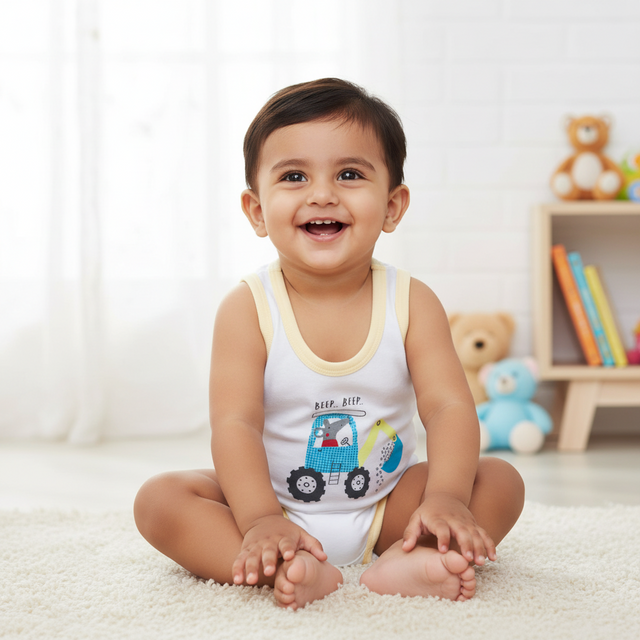 Baby Boys Vest Round Neck Sleeveless Pack of 3 - Bodycare